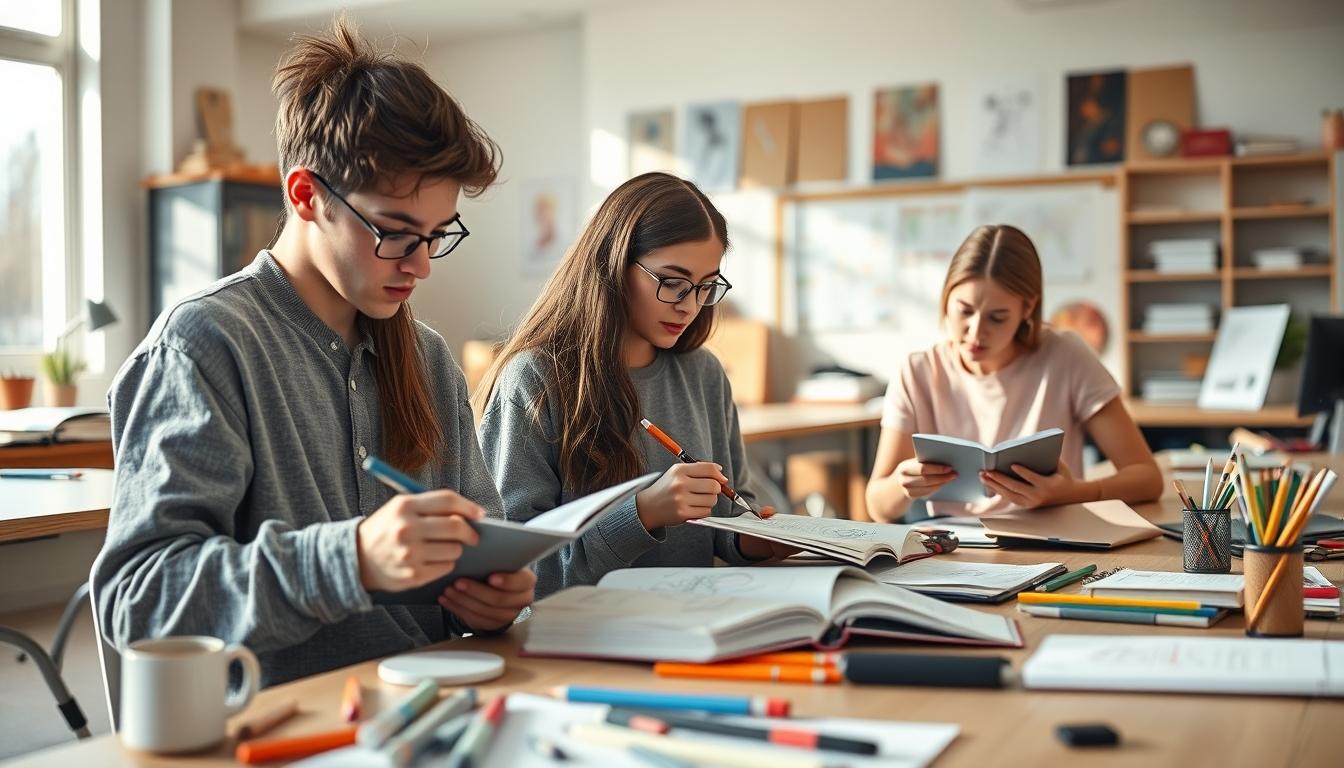 Students collaborating in study space
